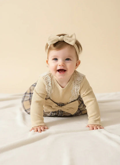 Baby Girl Plaid Jumpsuit Set – Sweet Autumn Style with Charm - LunaKit Baby