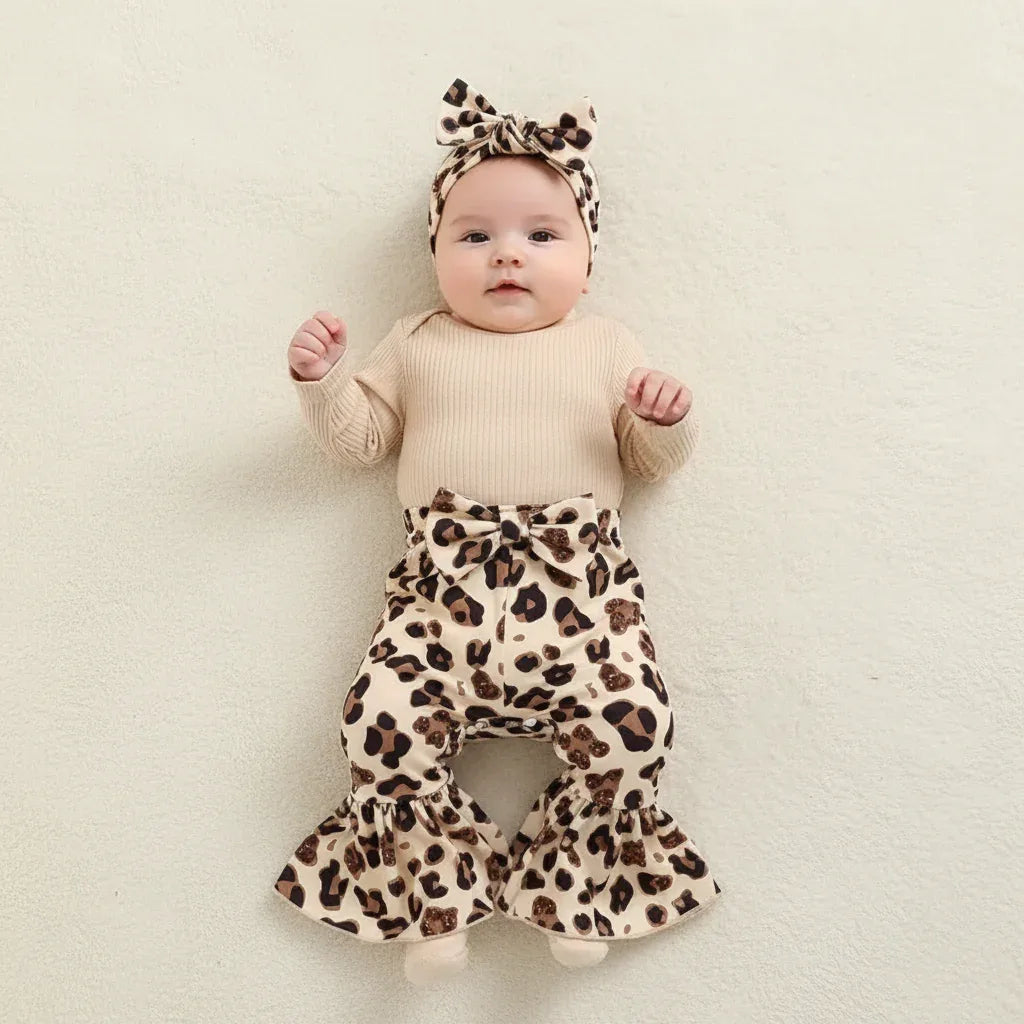 Baby Girl Leopard 3-Piece Outfit Set – Trendy Style for Sweet Moments - LunaKit Baby