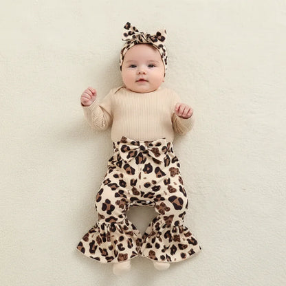 Baby Girl Leopard 3-Piece Outfit Set – Trendy Style for Sweet Moments - LunaKit Baby