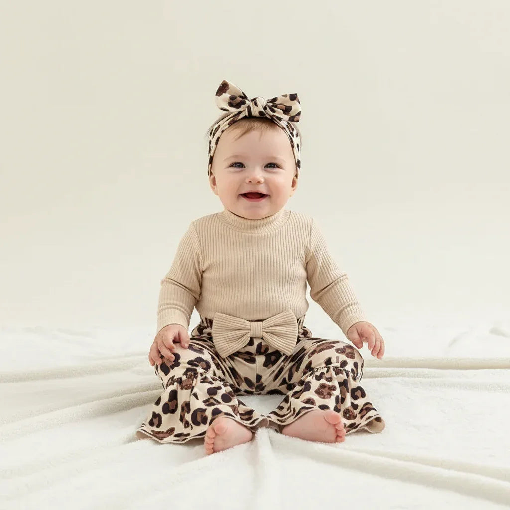 Baby Girl Leopard 3-Piece Outfit Set – Trendy Style for Sweet Moments - LunaKit Baby