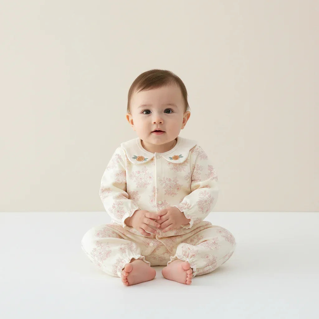 Baby Girl Cotton Velvet Jumpsuit – Soft Luxury for Sweet Moments - LunaKit Baby