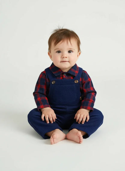 Toddler Plaid Corduroy Outfit Set – Cozy Outdoor Style for Little Ones - LunaKit Baby