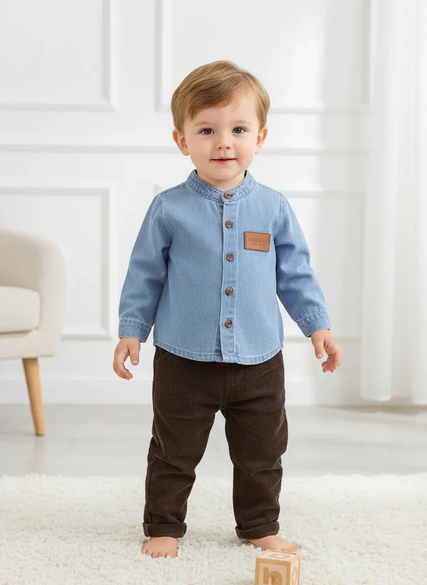 Baby Boy Denim Shirt & Pants Set – Casual Comfort for Little Gentlemen - LunaKit Baby