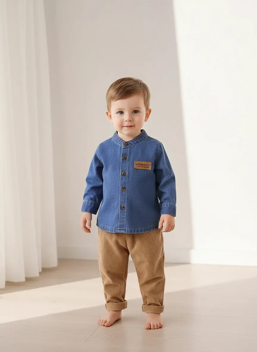 Baby Boy Denim Shirt & Pants Set – Casual Comfort for Little Gentlemen - LunaKit Baby