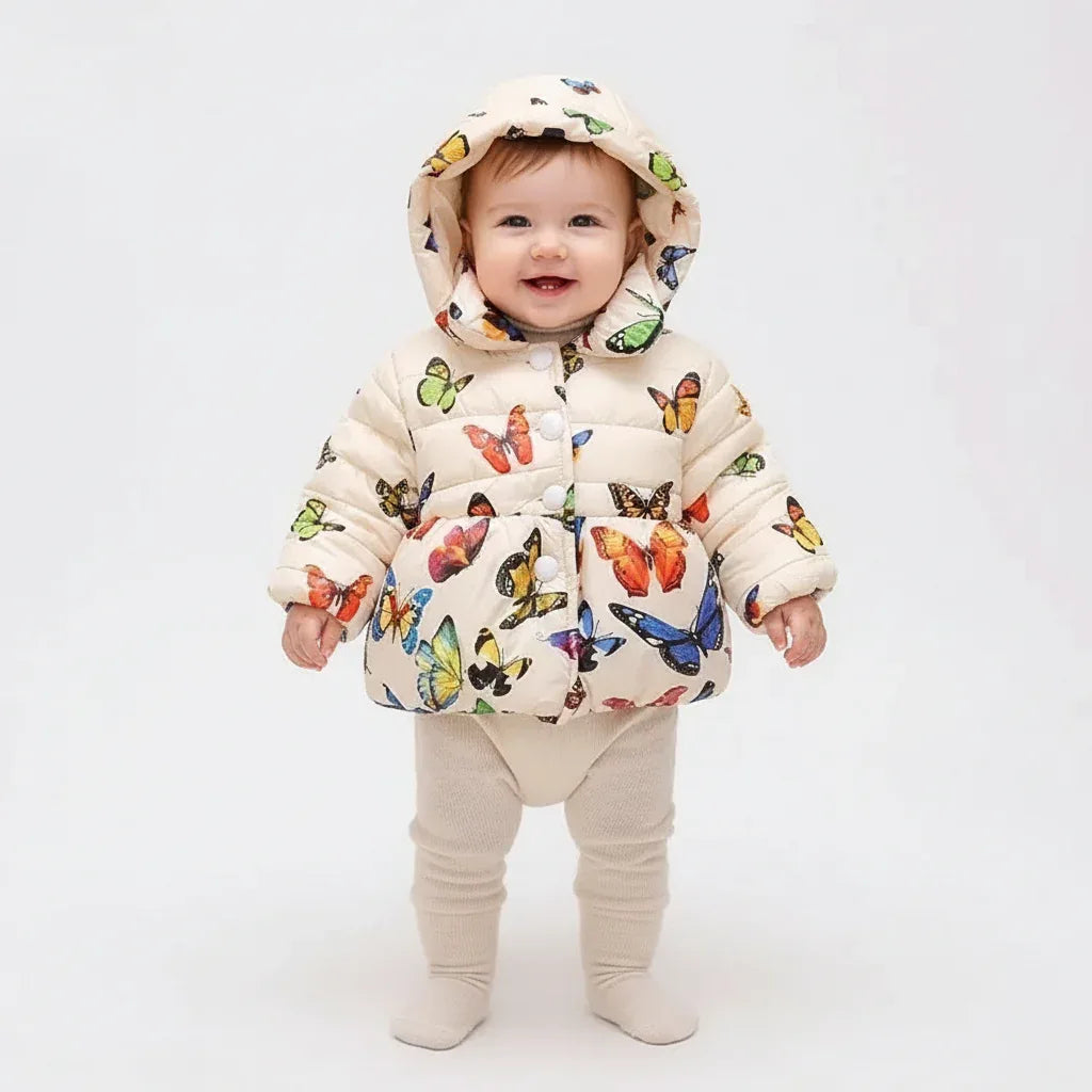 Baby Girl Winter Parka – Cozy Hooded Warmth with Butterfly Charm - LunaKit Baby