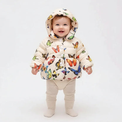 Baby Girl Winter Parka – Cozy Hooded Warmth with Butterfly Charm - LunaKit Baby