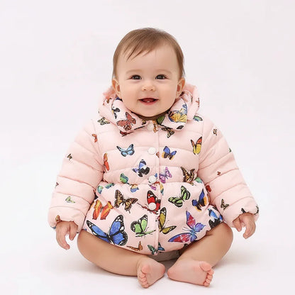 Baby Girl Winter Parka – Cozy Hooded Warmth with Butterfly Charm - LunaKit Baby