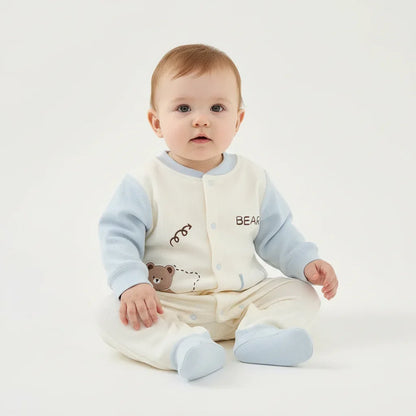 Baby Cotton Bear Jumpsuit – Cozy Autumn Comfort for Little Moments - LunaKit Baby