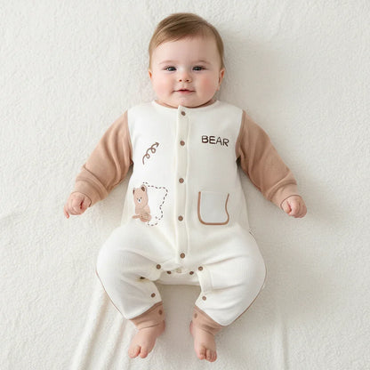 Baby Cotton Bear Jumpsuit – Cozy Autumn Comfort for Little Moments - LunaKit Baby