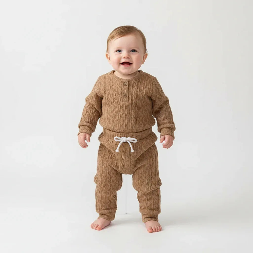 Baby Knit Pajama Set – Cozy Cotton Warmth for Sweet Winter Nights - LunaKit Baby