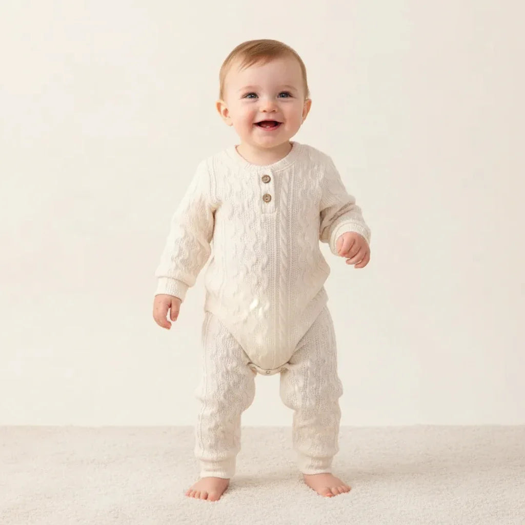 Baby Knit Pajama Set – Cozy Cotton Warmth for Sweet Winter Nights - LunaKit Baby