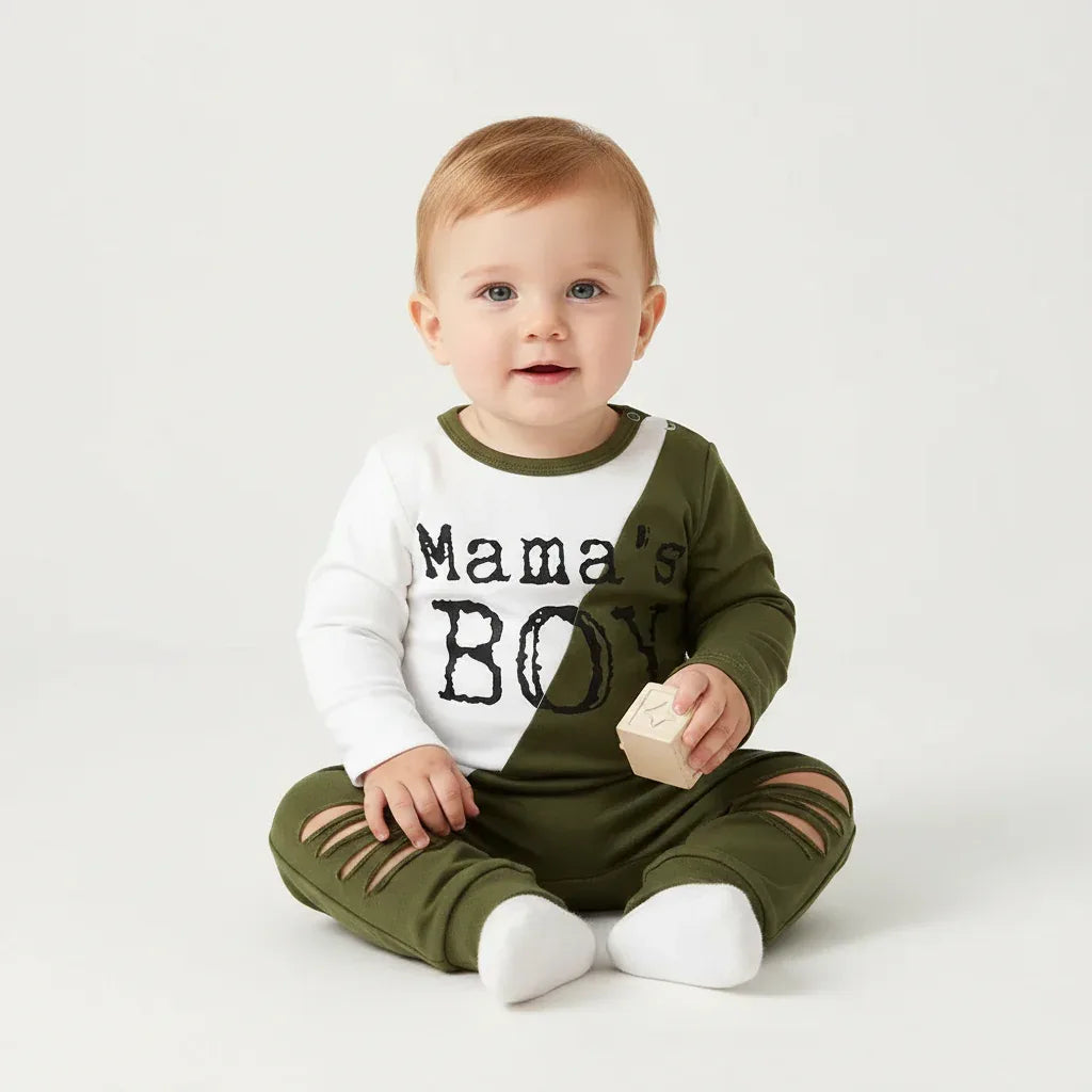 Baby Boy Autumn Outfit Set – Soft Color-Block Style for Little Days - LunaKit Baby
