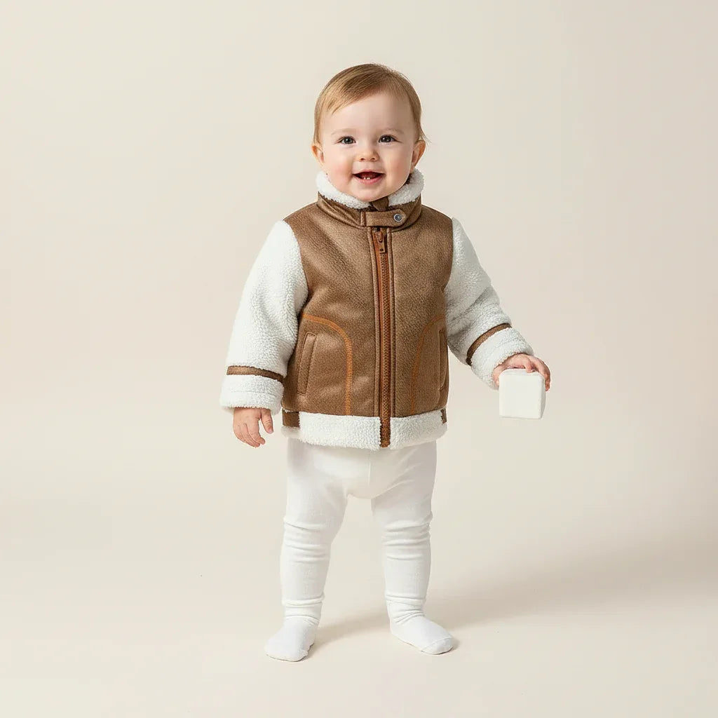 Baby Boy Winter Jacket – Plush Coral Velvet Warmth for Cold Days - LunaKit Baby