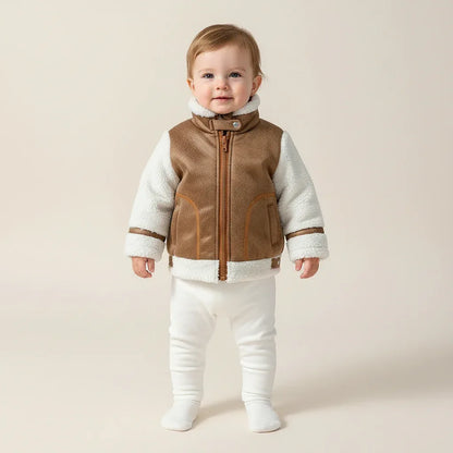 Baby Boy Winter Jacket – Plush Coral Velvet Warmth for Cold Days - LunaKit Baby