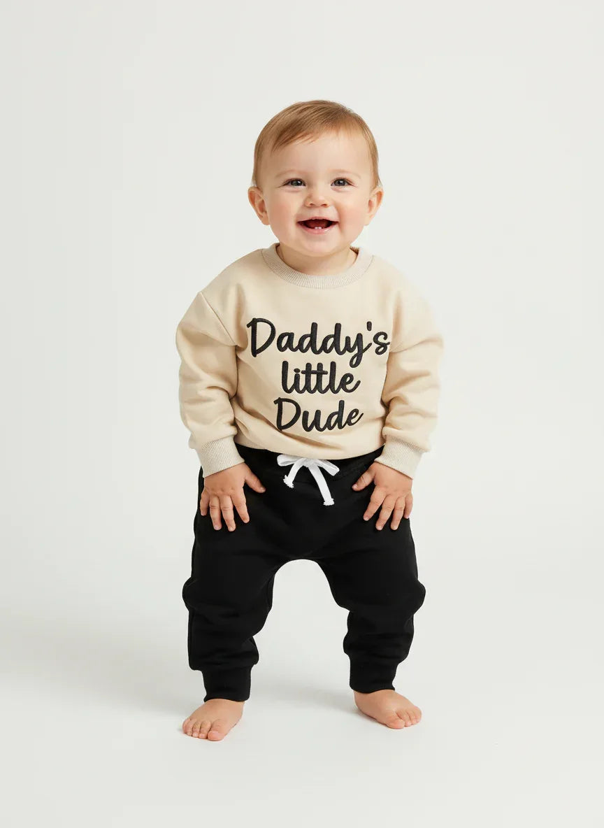 Toddler Baby Boy Autumn Outfit – Letter Embroidered - LunaKit Baby