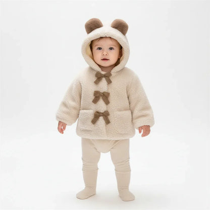 Baby Girl Winter Hooded Jacket – Bear Ears & Cozy Princess Warmth - LunaKit Baby