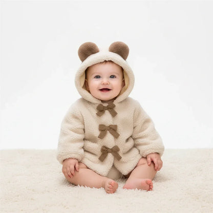 Baby Girl Winter Hooded Jacket – Bear Ears & Cozy Princess Warmth - LunaKit Baby