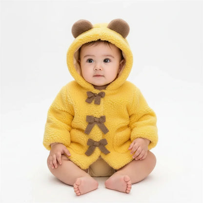 Baby Girl Winter Hooded Jacket – Bear Ears & Cozy Princess Warmth - LunaKit Baby