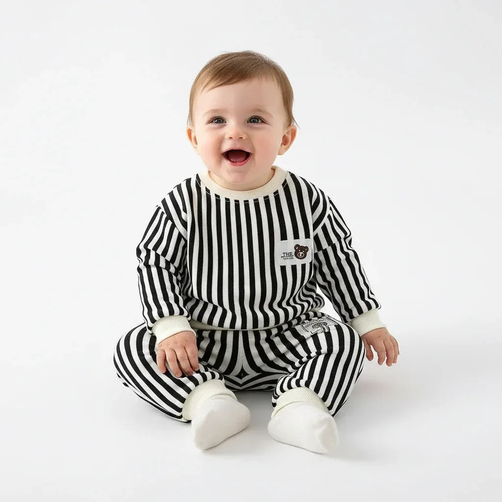 Kids Autumn Tracksuit Set – Cozy Stripe Comfort for Active Days - LunaKit Baby